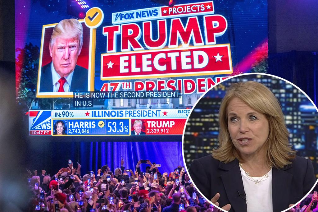 Katie Couric cast doubt on Trump's surge on election night, warning voters it was just a 'red mirage'